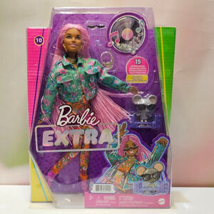 Barbie Extra Fashion Doll # 10 with Pink Braids Teal Floral Jacket   NWT